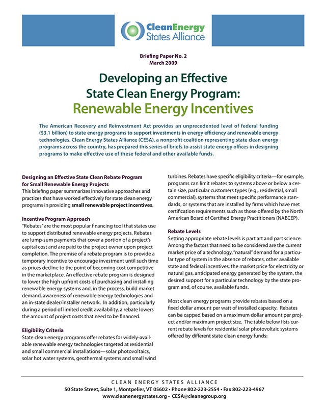 Developing An Effective State Clean Energy Program Renewable Energy