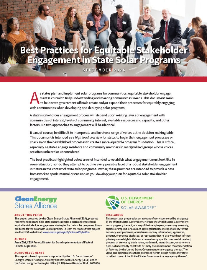 Best Practices for Equitable Stakeholder Engagement in State Solar Programs (September 2024) 